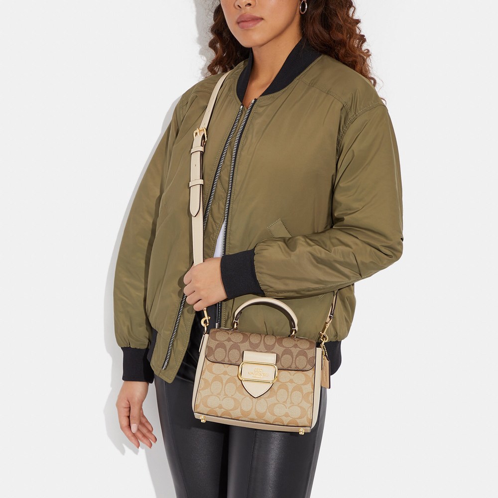 NWT Coach Outlet Morgan Top Handle Satchel In Blocked Signature Canvas - Picture 6 of 7